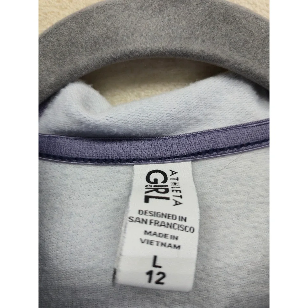 Athleta Girl Blue Marble Swirl Hoodie Sweatshirt Large 12 Raglan Kangaroo Pocket